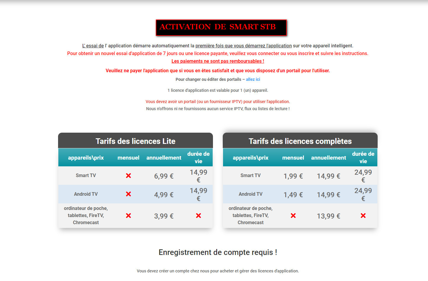 ACTIVATION SMART STB ABONNEMENTS IPTV